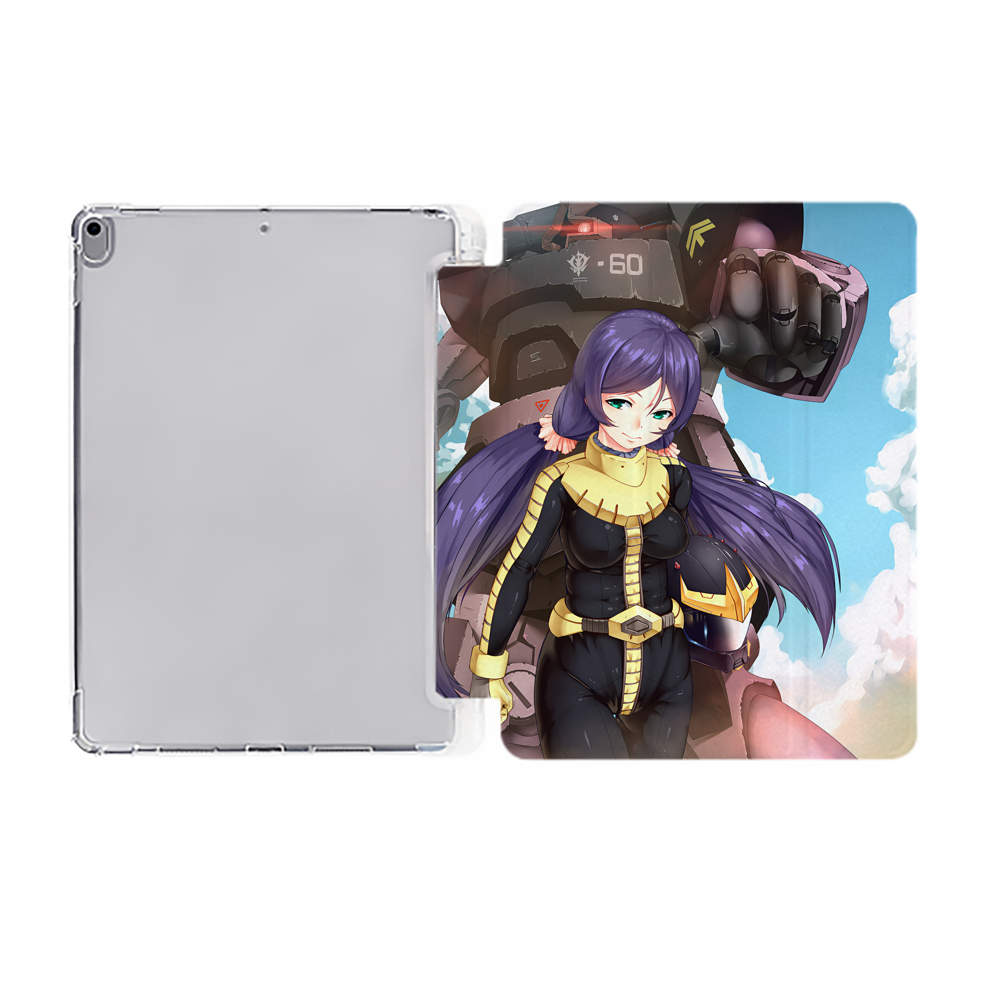 （画像用） 機動戦士ガンダム Mobile Suit Gundam IPad ケース ペン収納付き 三つ折りスタンド PUレザー×シリコン 対応機種9.5/10.5/10.9インチ